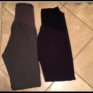 2 skinny full length maternity leggings